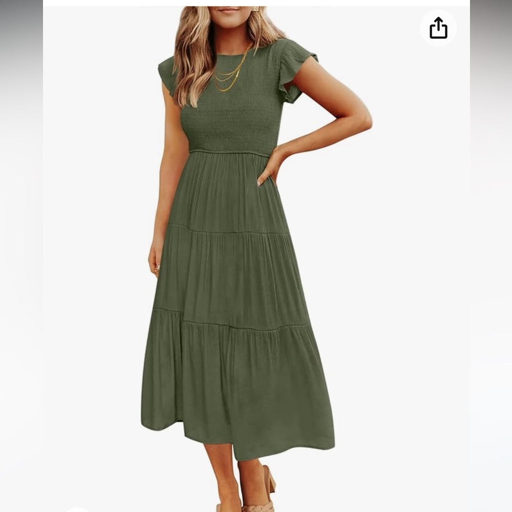 ZESICA Summer Dress - Olive Green - Picture 2 of 5